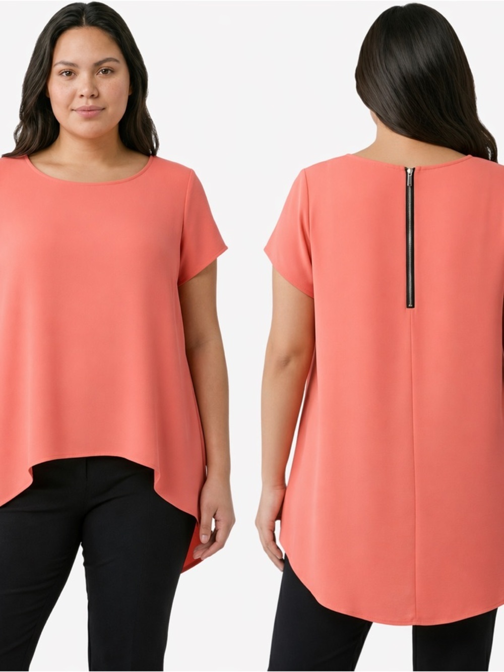 Alfani Coral High Low Zipper Detail Blouse Women’s Plus Size 22W